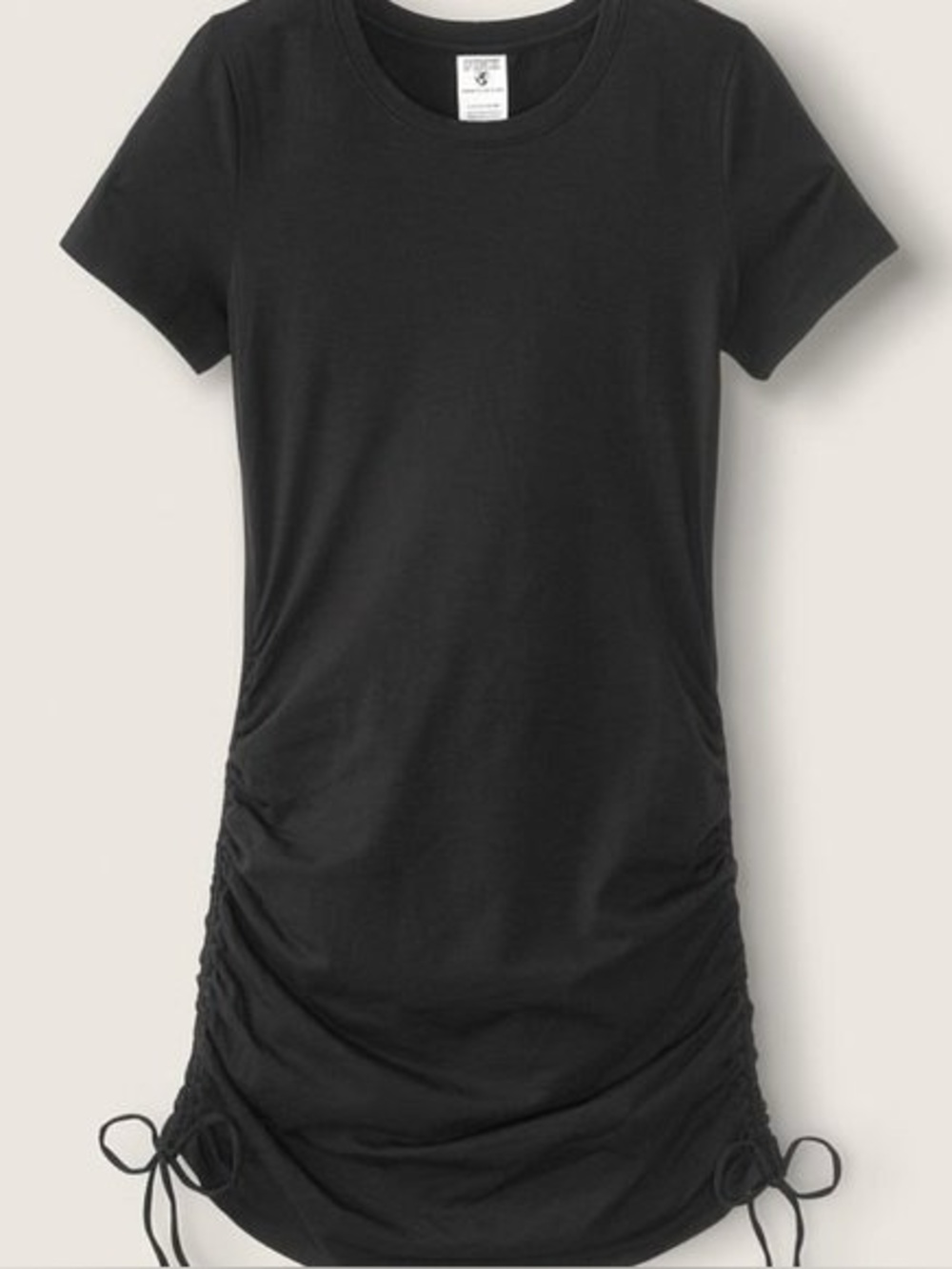 PINK Victoria's Secret Black Short-Sleeve Side Ruched Tee Dress